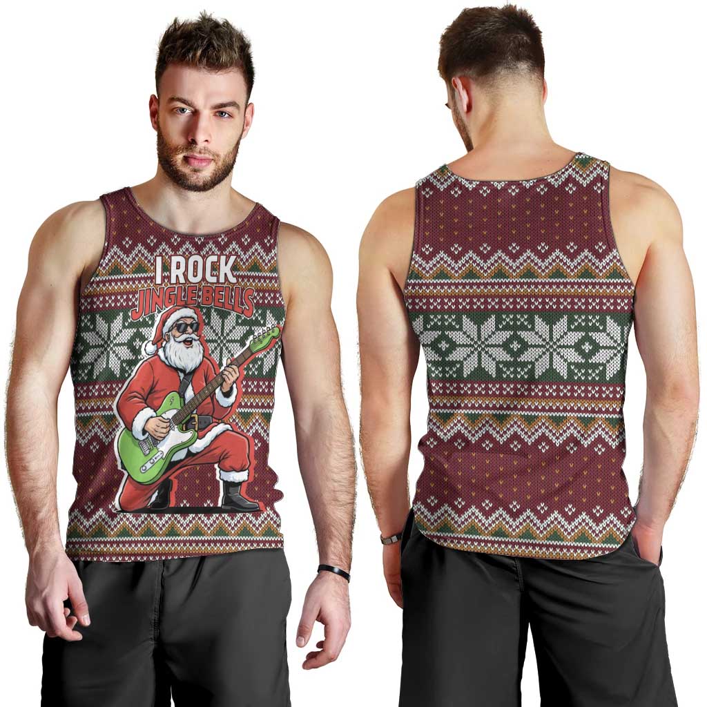 I Rock Jingle Bells Christmas Design Men Tank Top Funny Xmas Holiday Patterns - Wonder Print Shop