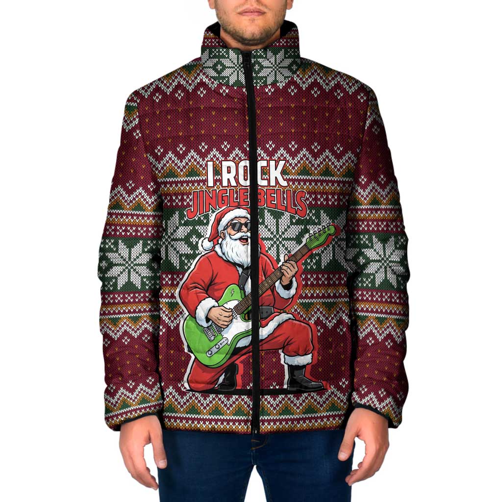 I Rock Jingle Bells Christmas Design Padded Jacket Funny Xmas Holiday Patterns - Wonder Print Shop