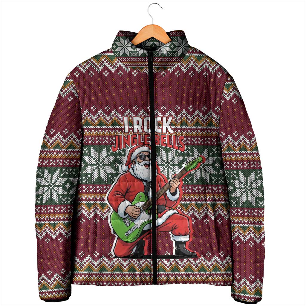 I Rock Jingle Bells Christmas Design Padded Jacket Funny Xmas Holiday Patterns - Wonder Print Shop