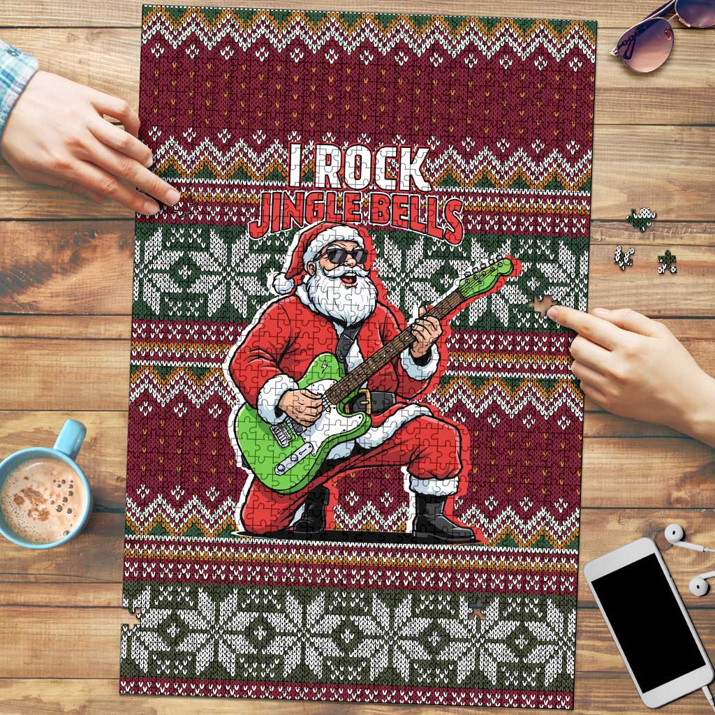 I Rock Jingle Bells Christmas Design Puzzle Funny Xmas Holiday Patterns - Wonder Print Shop