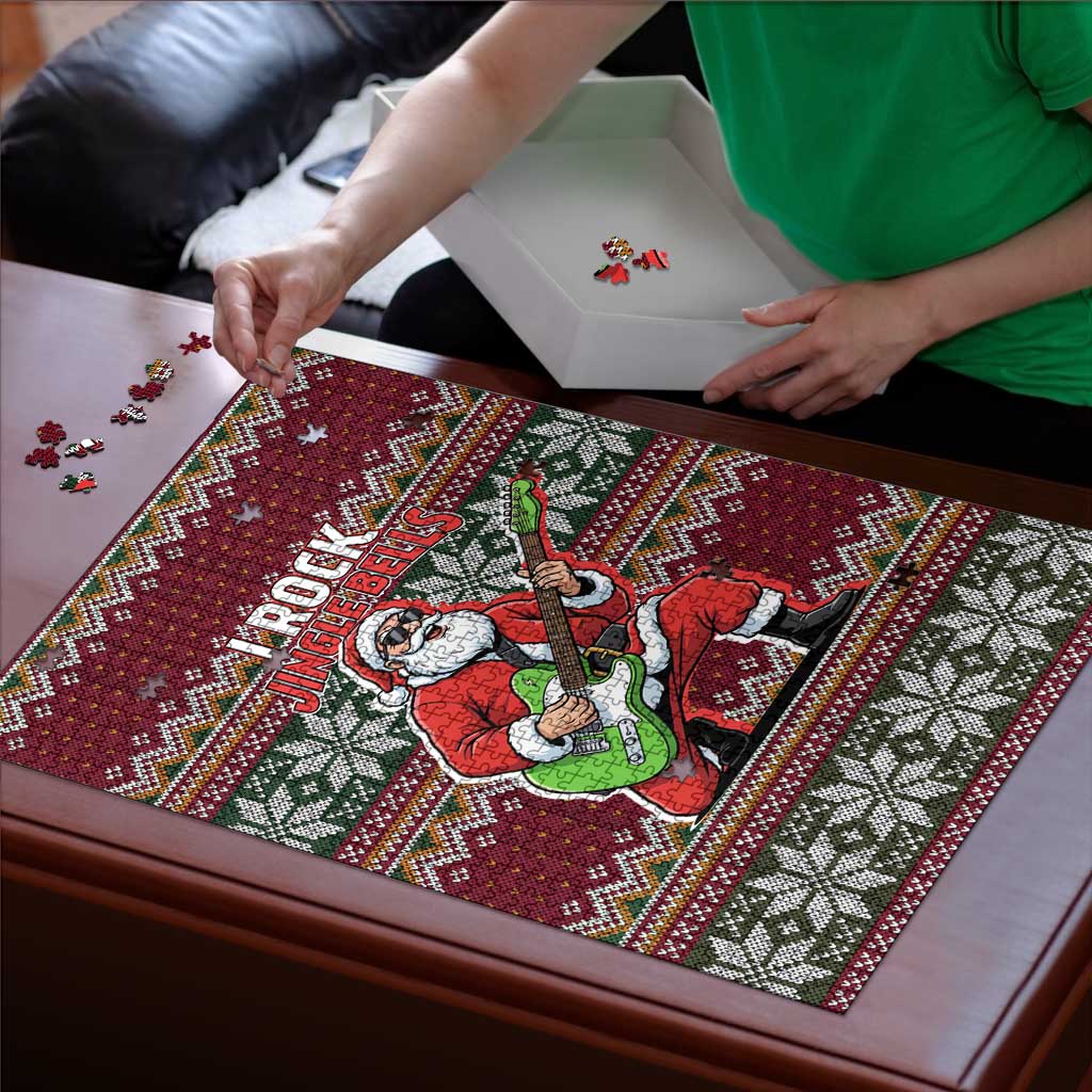 I Rock Jingle Bells Christmas Design Puzzle Funny Xmas Holiday Patterns - Wonder Print Shop