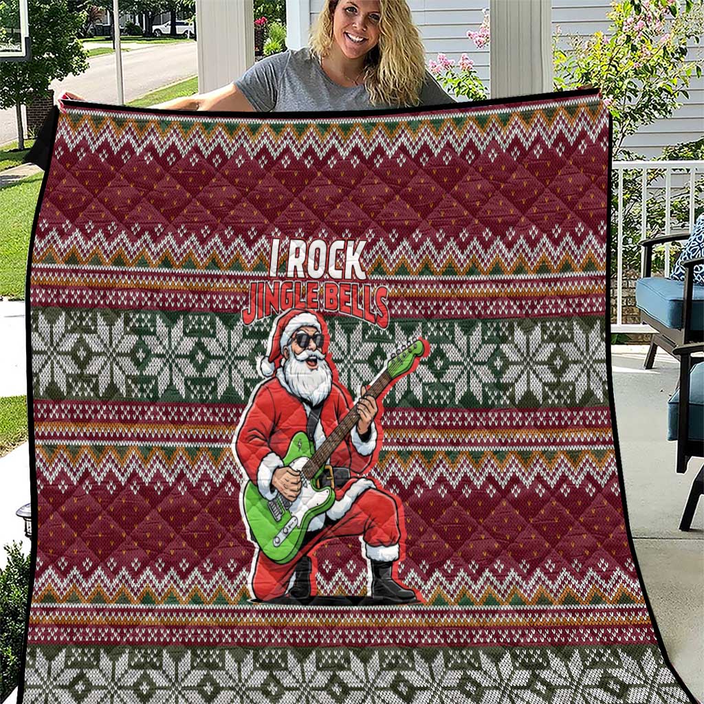 I Rock Jingle Bells Christmas Design Quilt Funny Xmas Holiday Patterns - Wonder Print Shop