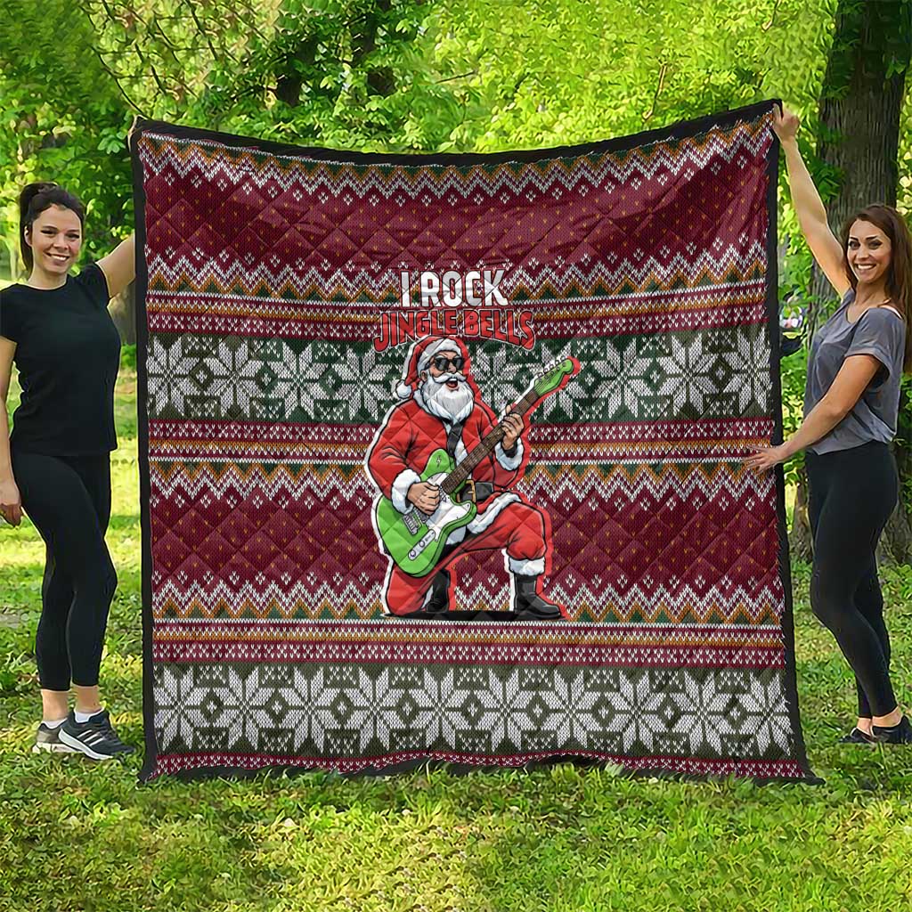 I Rock Jingle Bells Christmas Design Quilt Funny Xmas Holiday Patterns - Wonder Print Shop