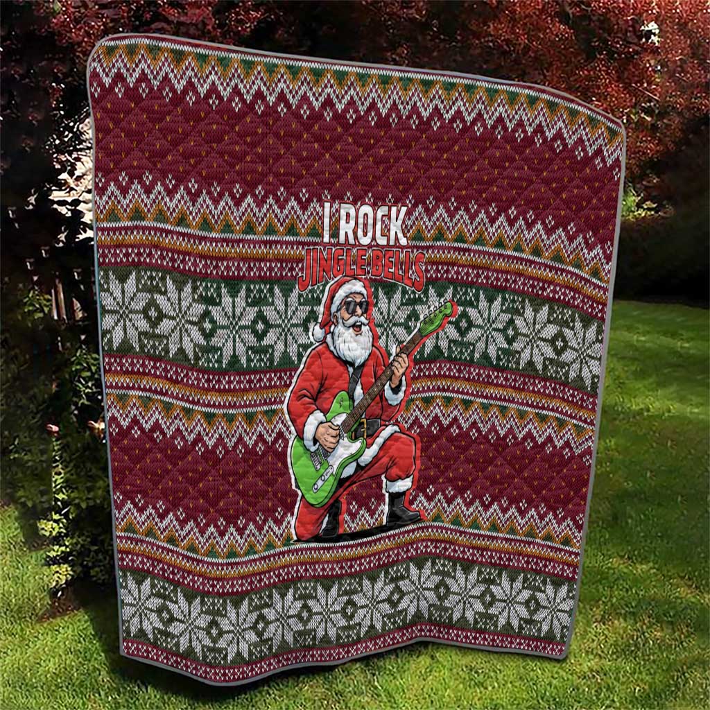 I Rock Jingle Bells Christmas Design Quilt Funny Xmas Holiday Patterns - Wonder Print Shop