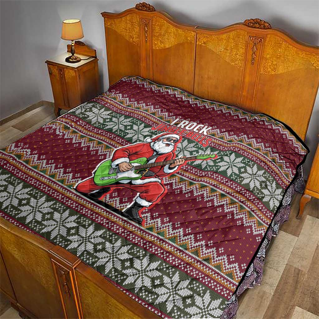 I Rock Jingle Bells Christmas Design Quilt Funny Xmas Holiday Patterns - Wonder Print Shop