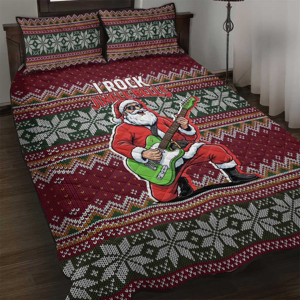 I Rock Jingle Bells Christmas Design Quilt Bed Set Funny Xmas Holiday Patterns - Wonder Print Shop
