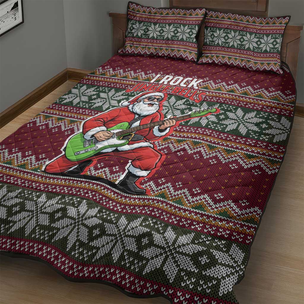 I Rock Jingle Bells Christmas Design Quilt Bed Set Funny Xmas Holiday Patterns - Wonder Print Shop