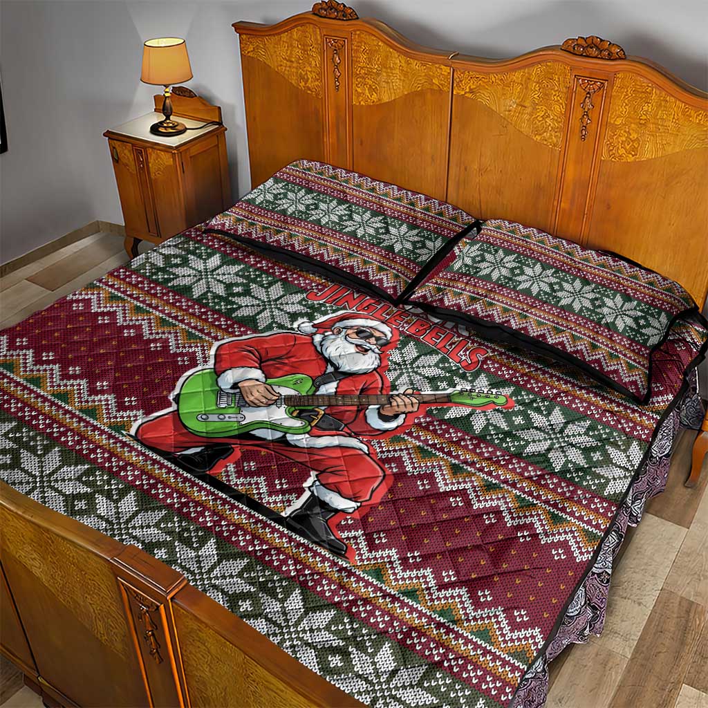 I Rock Jingle Bells Christmas Design Quilt Bed Set Funny Xmas Holiday Patterns - Wonder Print Shop