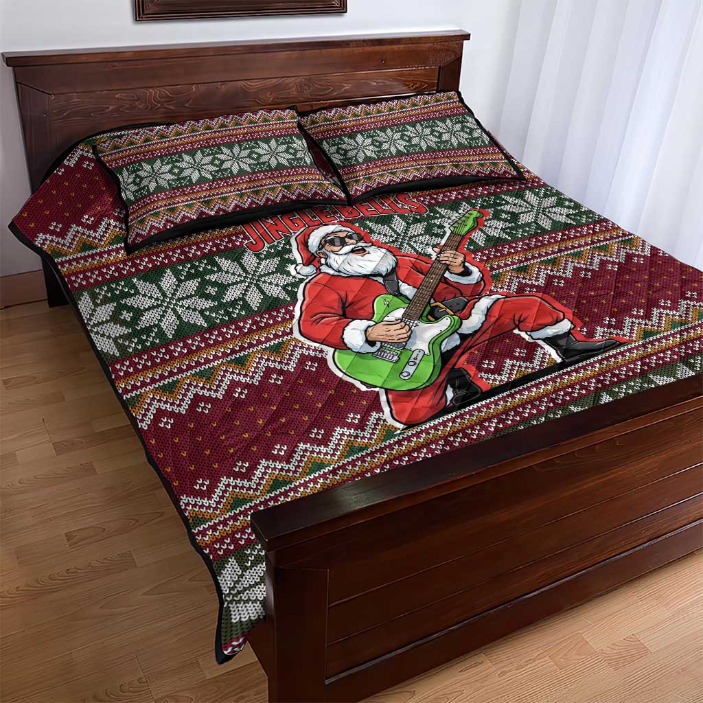 I Rock Jingle Bells Christmas Design Quilt Bed Set Funny Xmas Holiday Patterns - Wonder Print Shop