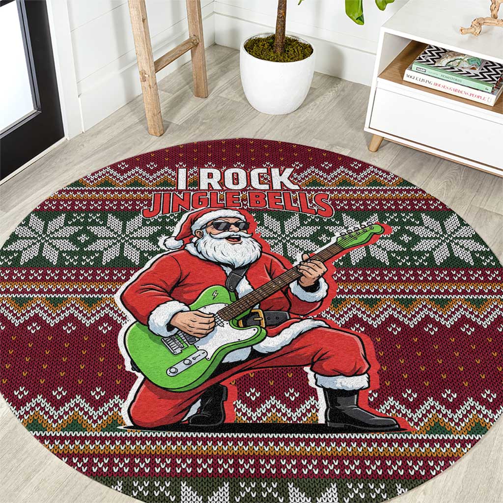 I Rock Jingle Bells Christmas Design Round Carpet Funny Xmas Holiday Patterns - Wonder Print Shop