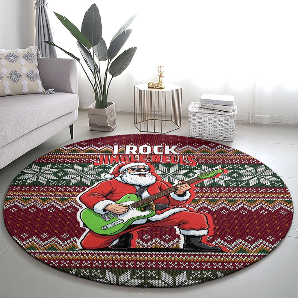 I Rock Jingle Bells Christmas Design Round Carpet Funny Xmas Holiday Patterns - Wonder Print Shop