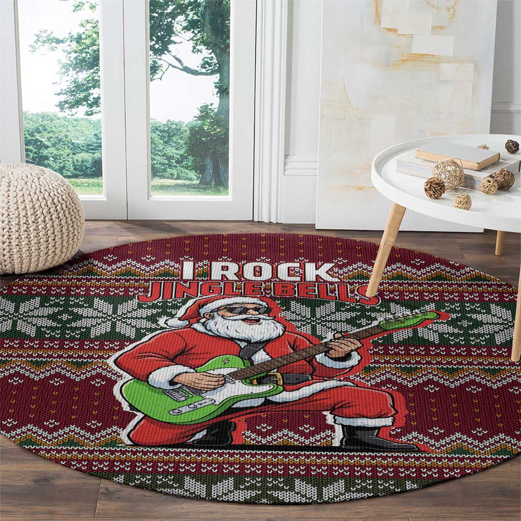 I Rock Jingle Bells Christmas Design Round Carpet Funny Xmas Holiday Patterns - Wonder Print Shop