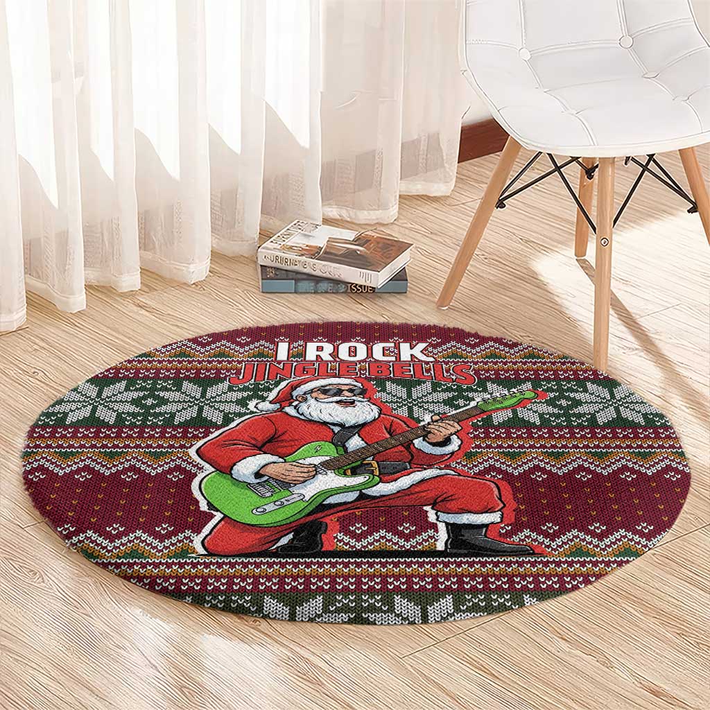 I Rock Jingle Bells Christmas Design Round Carpet Funny Xmas Holiday Patterns - Wonder Print Shop