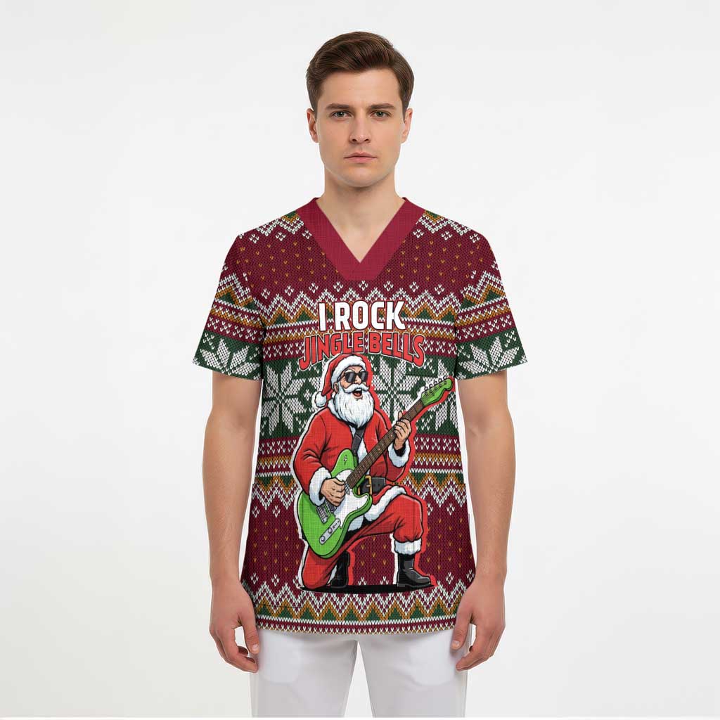 I Rock Jingle Bells Christmas Design Scrub Top Funny Xmas Holiday Patterns - Wonder Print Shop