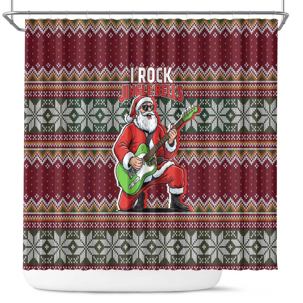 I Rock Jingle Bells Christmas Design Shower Curtain Funny Xmas Holiday Patterns - Wonder Print Shop