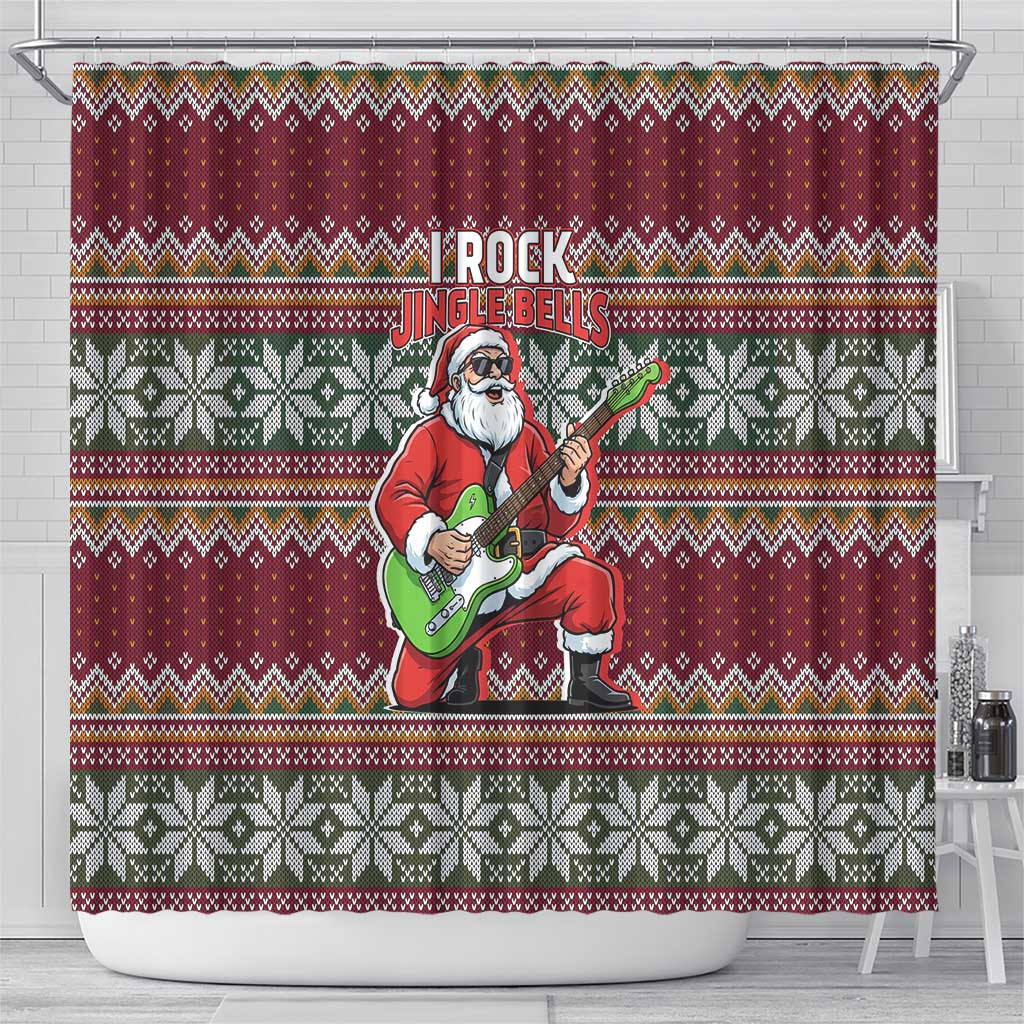 I Rock Jingle Bells Christmas Design Shower Curtain Funny Xmas Holiday Patterns - Wonder Print Shop
