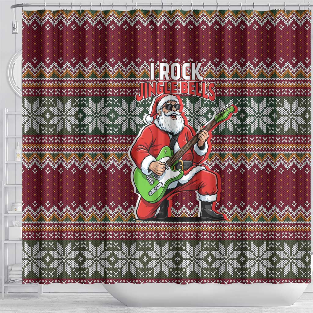 I Rock Jingle Bells Christmas Design Shower Curtain Funny Xmas Holiday Patterns - Wonder Print Shop