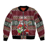 I Rock Jingle Bells Christmas Design Sleeve Zip Bomber Jacket Funny Xmas Holiday Patterns - Wonder Print Shop