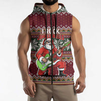 I Rock Jingle Bells Christmas Design Sleeveless Zip Hoodie Funny Xmas Holiday Patterns - Wonder Print Shop