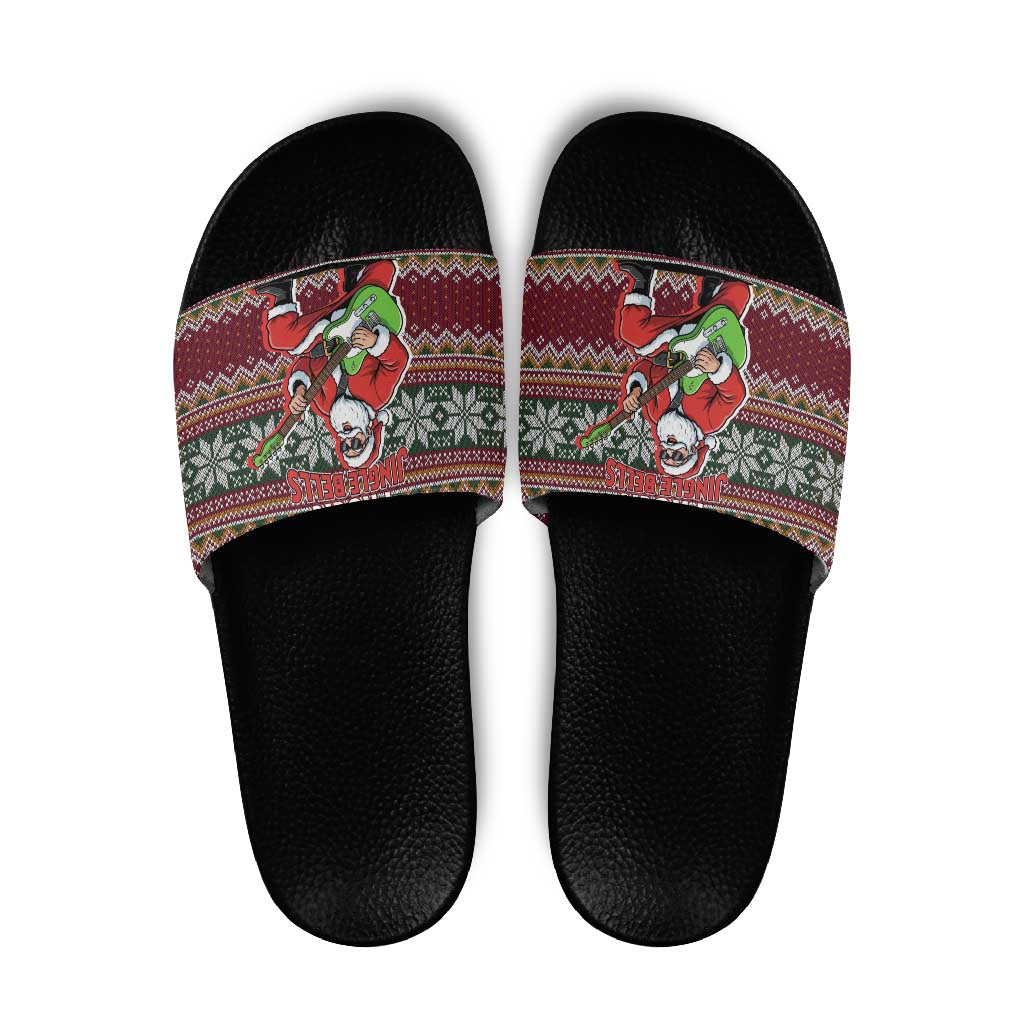 I Rock Jingle Bells Christmas Design Slide Sandals Funny Xmas Holiday Patterns - Wonder Print Shop