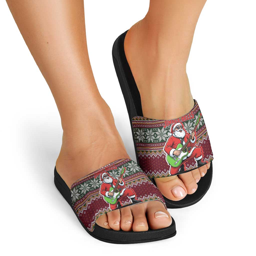 I Rock Jingle Bells Christmas Design Slide Sandals Funny Xmas Holiday Patterns - Wonder Print Shop