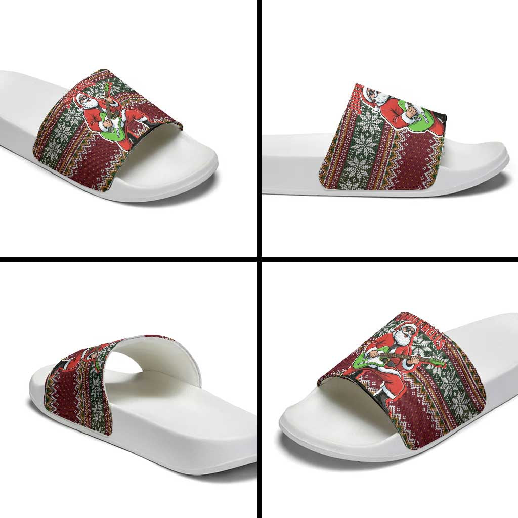 I Rock Jingle Bells Christmas Design Slide Sandals Funny Xmas Holiday Patterns - Wonder Print Shop