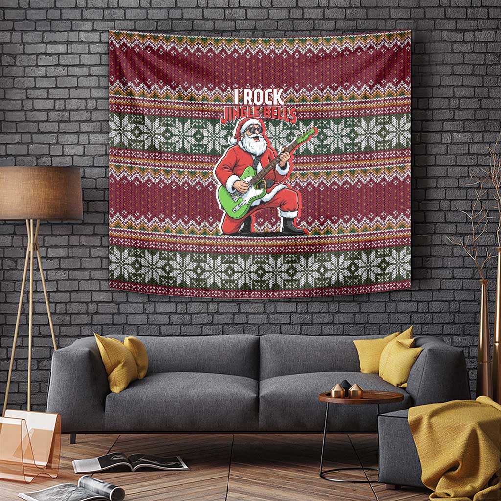 I Rock Jingle Bells Christmas Design Tapestry Funny Xmas Holiday Patterns - Wonder Print Shop