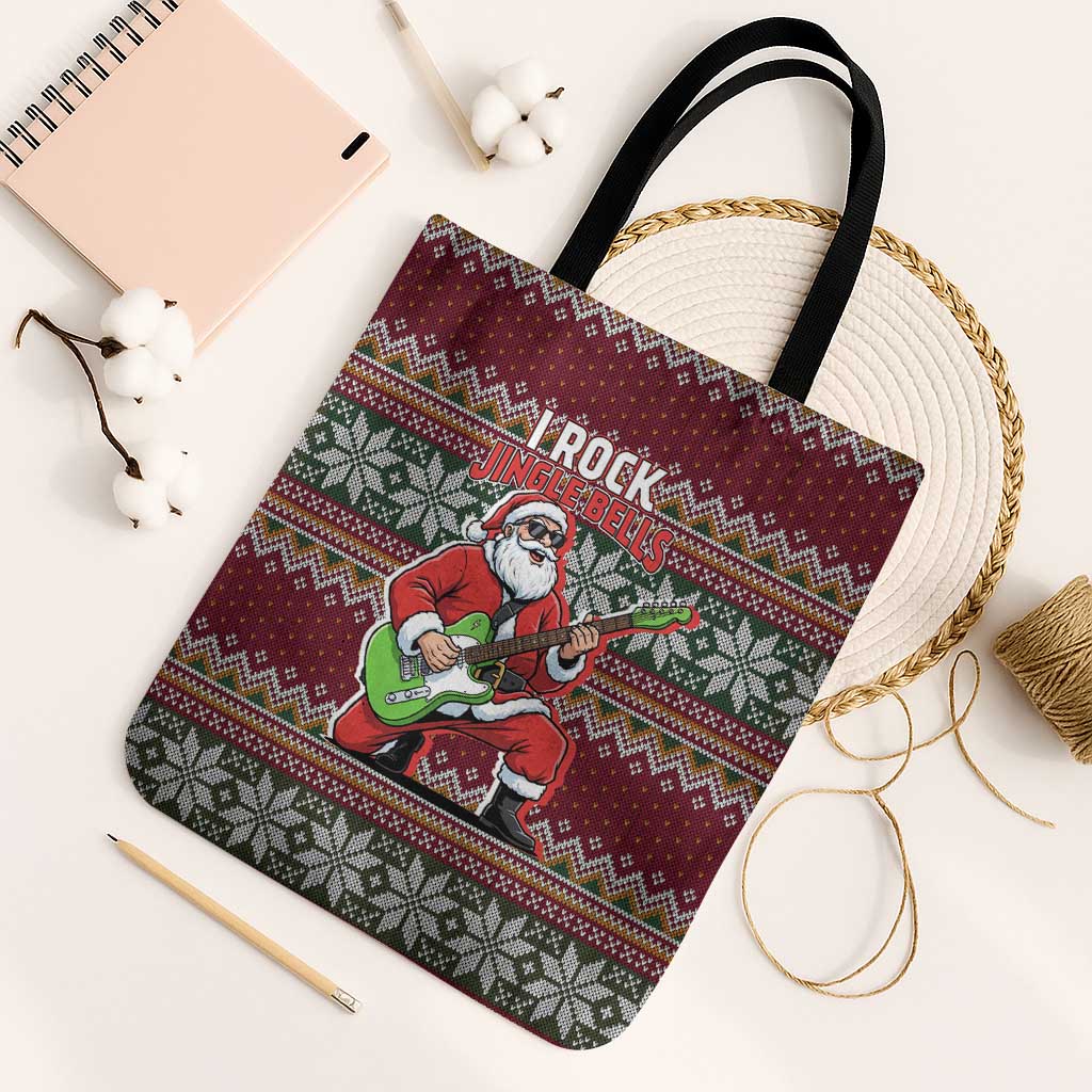 I Rock Jingle Bells Christmas Design Tote Bag Funny Xmas Holiday Patterns - Wonder Print Shop
