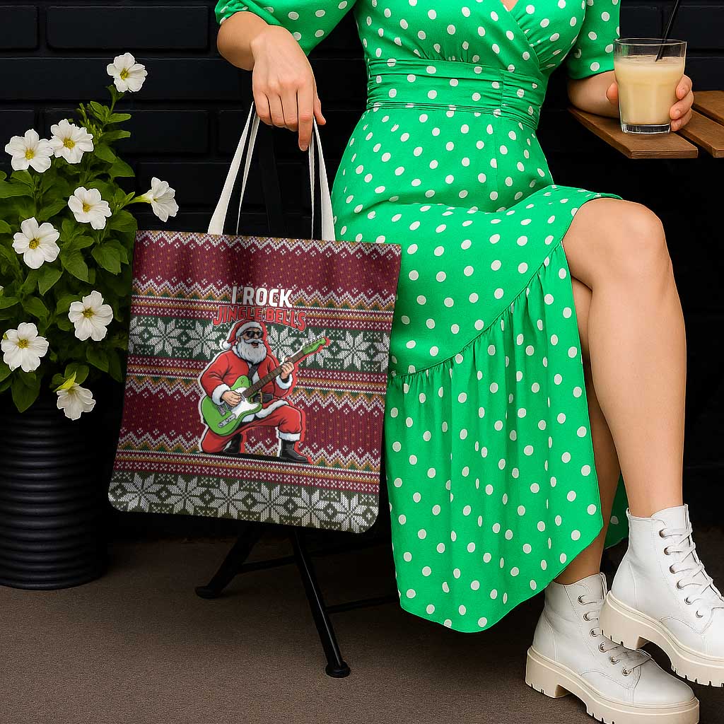 I Rock Jingle Bells Christmas Design Tote Bag Funny Xmas Holiday Patterns - Wonder Print Shop