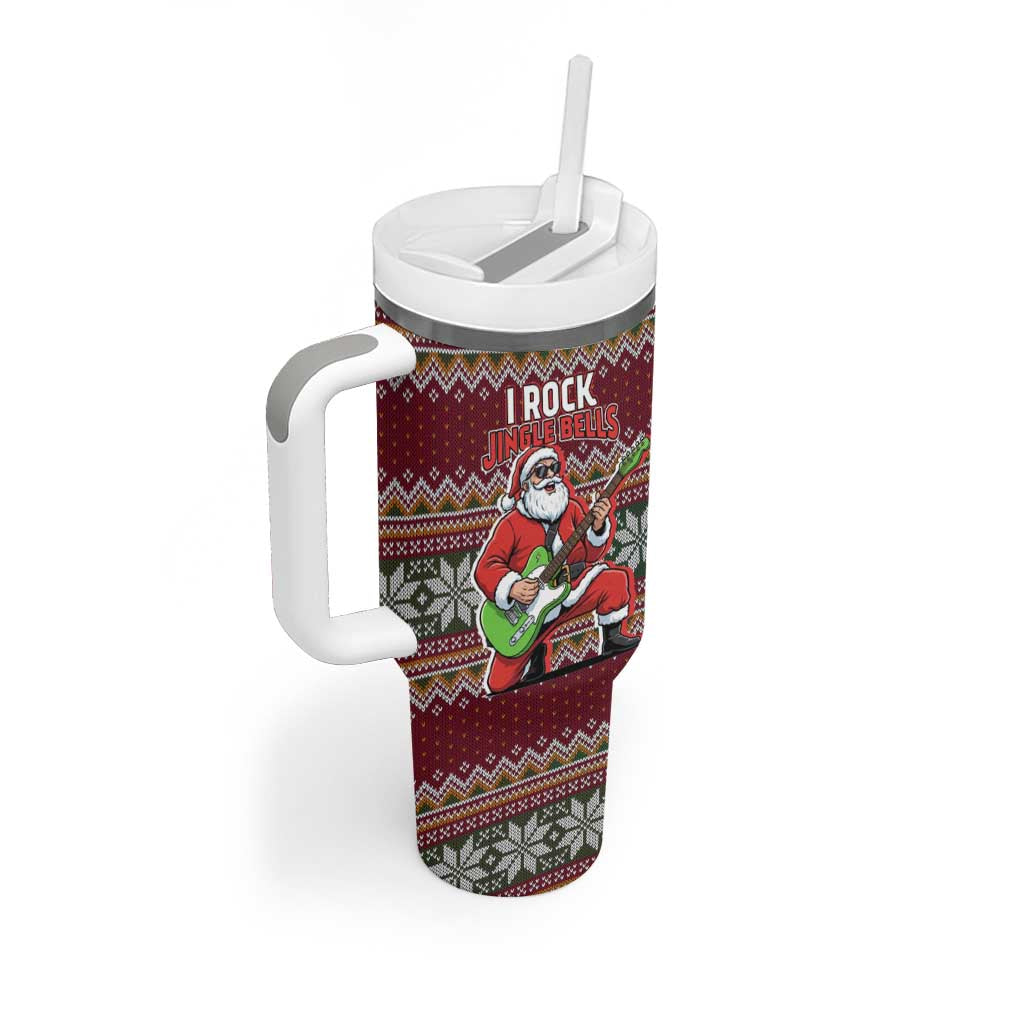 I Rock Jingle Bells Christmas Design Tumbler With Handle Funny Xmas Holiday Patterns - Wonder Print Shop
