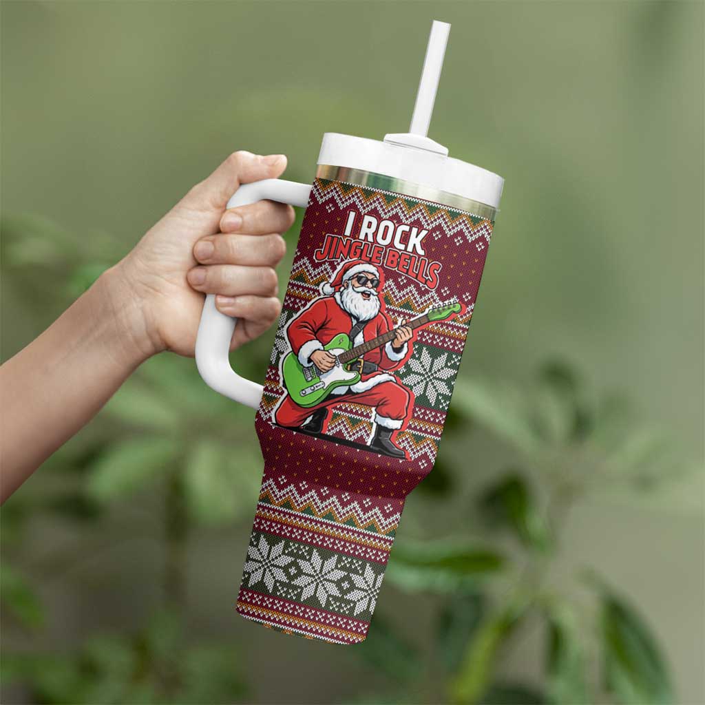 I Rock Jingle Bells Christmas Design Tumbler With Handle Funny Xmas Holiday Patterns - Wonder Print Shop