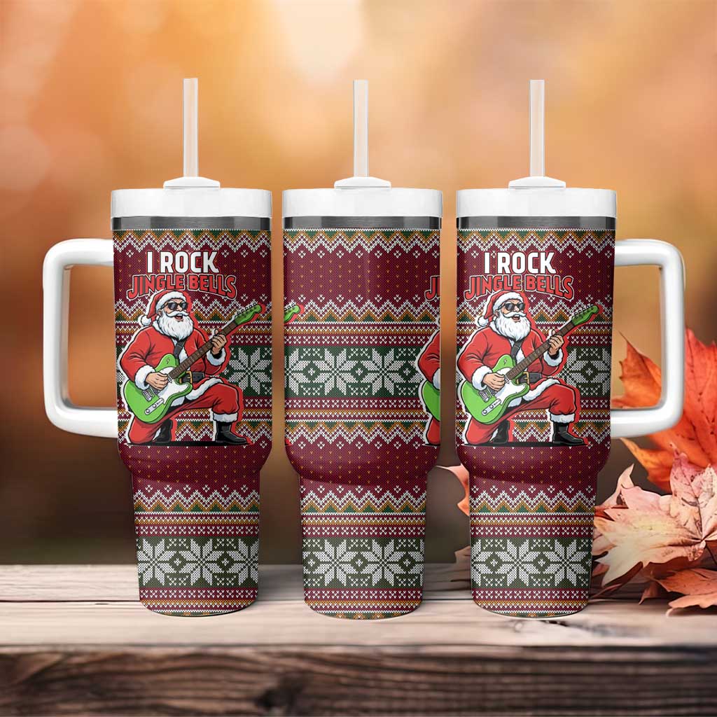 I Rock Jingle Bells Christmas Design Tumbler With Handle Funny Xmas Holiday Patterns - Wonder Print Shop