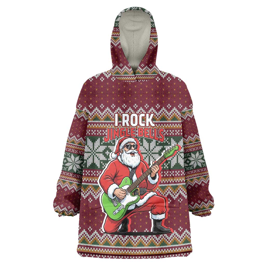 I Rock Jingle Bells Christmas Design Wearable Blanket Hoodie Funny Xmas Holiday Patterns - Wonder Print Shop