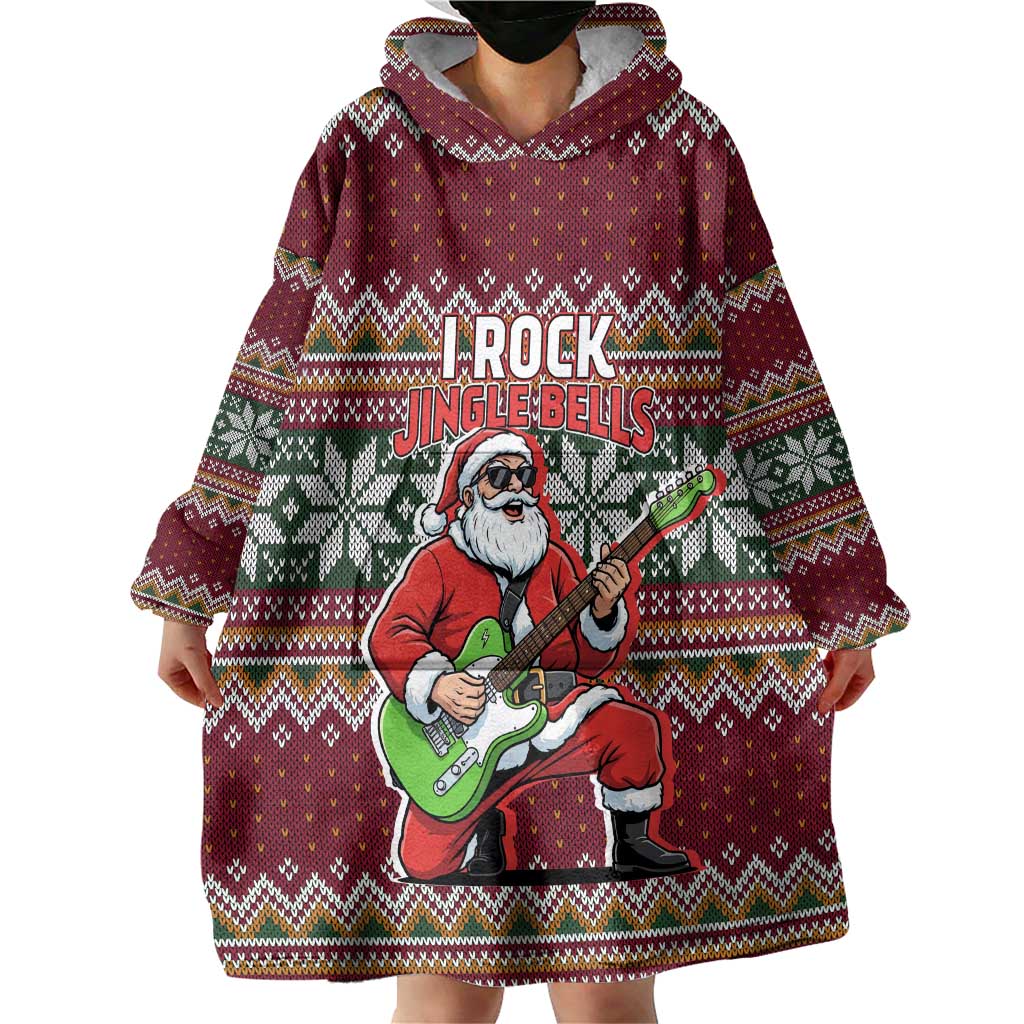 I Rock Jingle Bells Christmas Design Wearable Blanket Hoodie Funny Xmas Holiday Patterns - Wonder Print Shop
