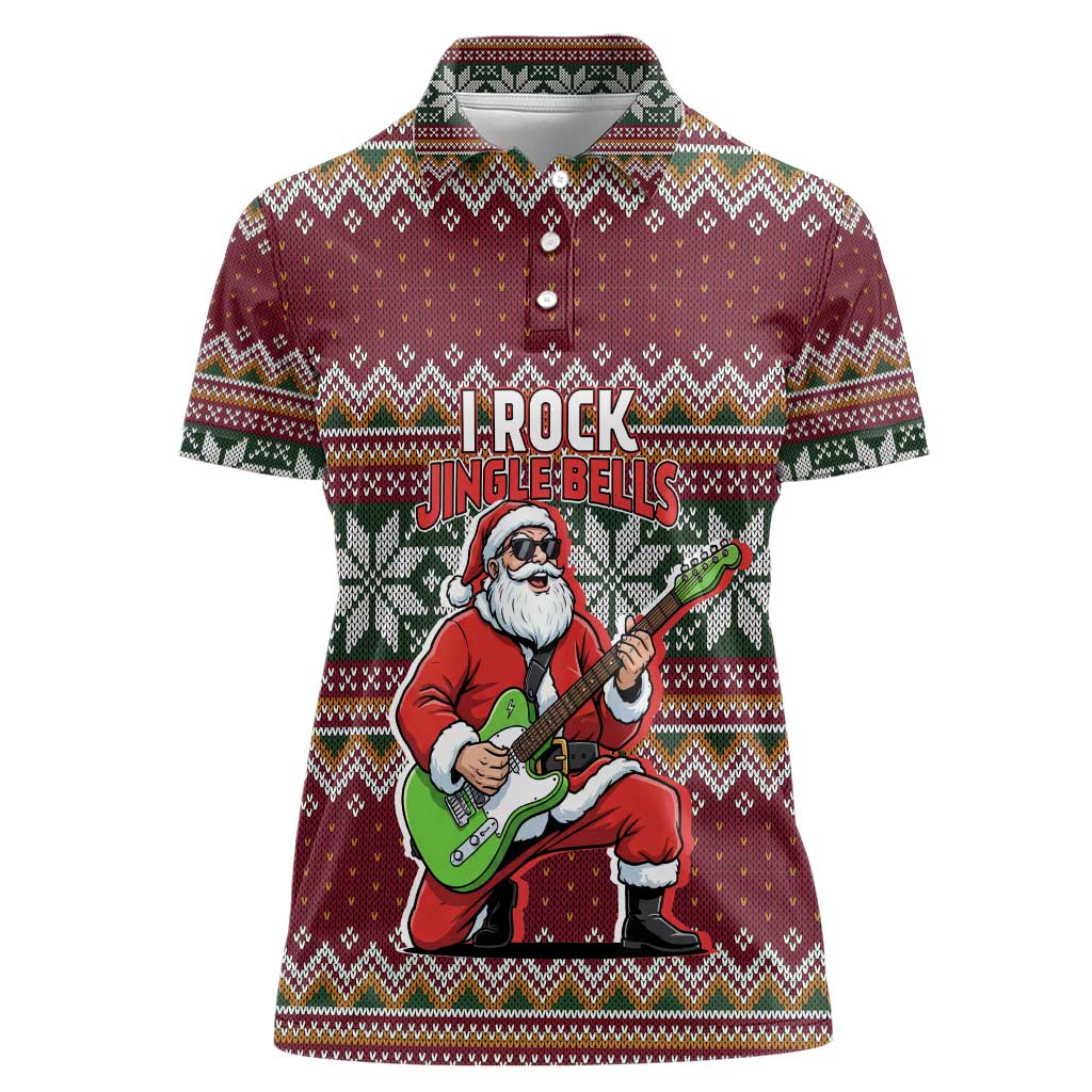 I Rock Jingle Bells Christmas Design Women Polo Shirt Funny Xmas Holiday Patterns - Wonder Print Shop