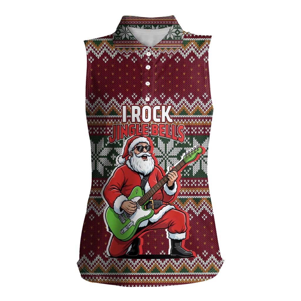 I Rock Jingle Bells Christmas Design Women Sleeveless Polo Shirt Funny Xmas Holiday Patterns - Wonder Print Shop