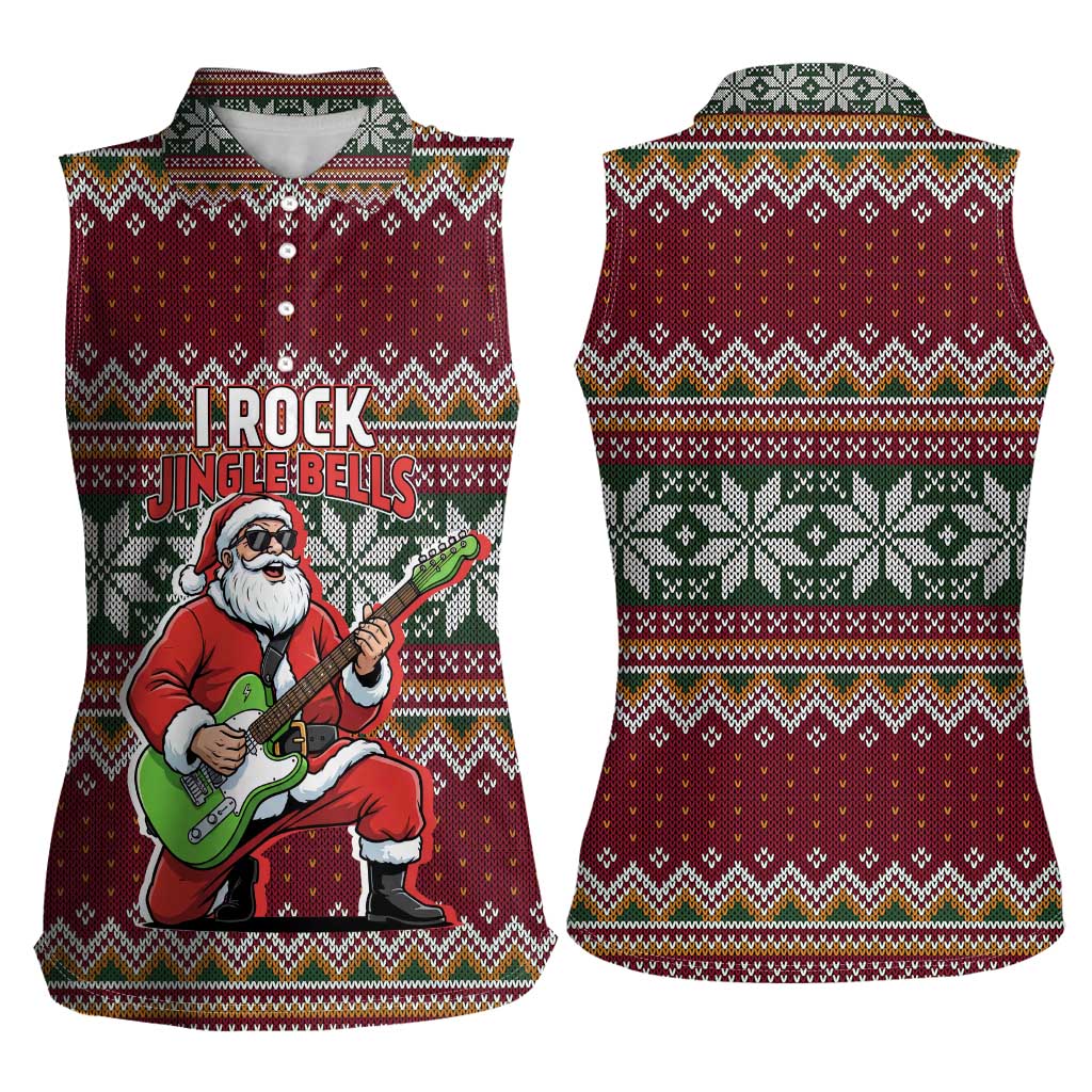 I Rock Jingle Bells Christmas Design Women Sleeveless Polo Shirt Funny Xmas Holiday Patterns - Wonder Print Shop
