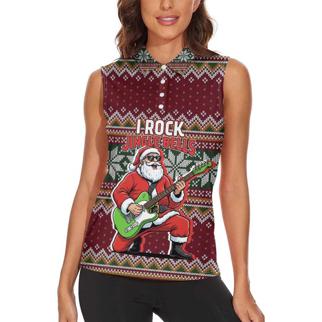 I Rock Jingle Bells Christmas Design Women Sleeveless Polo Shirt Funny Xmas Holiday Patterns - Wonder Print Shop