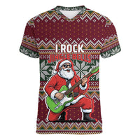I Rock Jingle Bells Christmas Design Women V-Neck T-Shirt Funny Xmas Holiday Patterns - Wonder Print Shop