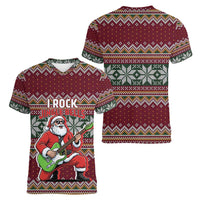 I Rock Jingle Bells Christmas Design Women V-Neck T-Shirt Funny Xmas Holiday Patterns - Wonder Print Shop