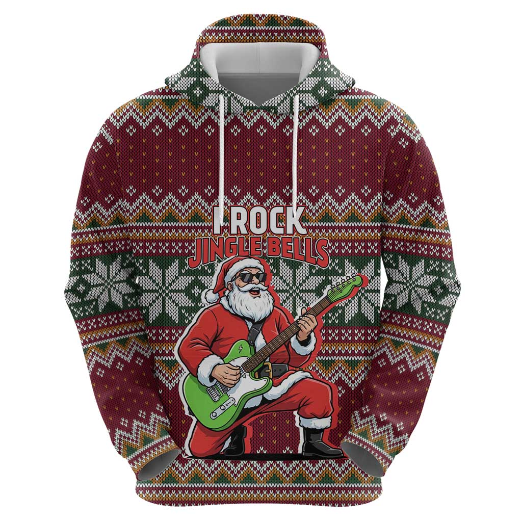 I Rock Jingle Bells Christmas Design Zip Hoodie Funny Xmas Holiday Patterns - Wonder Print Shop