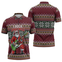 I Rock Jingle Bells Christmas Design Zipper Polo Shirt Funny Xmas Holiday Patterns - Wonder Print Shop