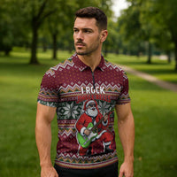 I Rock Jingle Bells Christmas Design Zipper Polo Shirt Funny Xmas Holiday Patterns - Wonder Print Shop