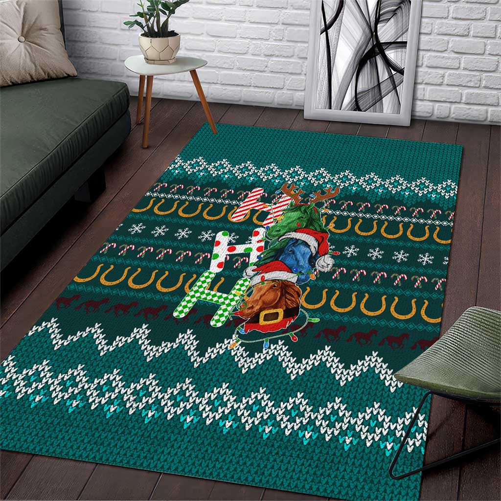 Horse Ho Ho Ho Christmas Design Area Rug Funny Xmas Holiday Patterns - Wonder Print Shop