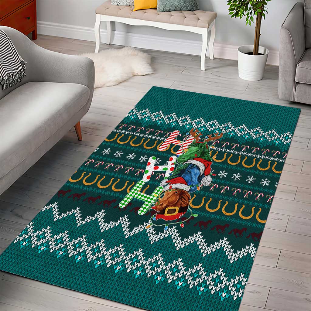 Horse Ho Ho Ho Christmas Design Area Rug Funny Xmas Holiday Patterns - Wonder Print Shop