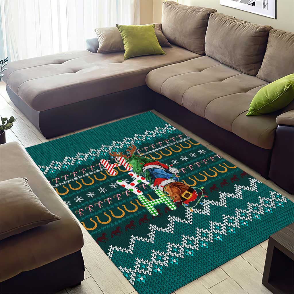 Horse Ho Ho Ho Christmas Design Area Rug Funny Xmas Holiday Patterns - Wonder Print Shop