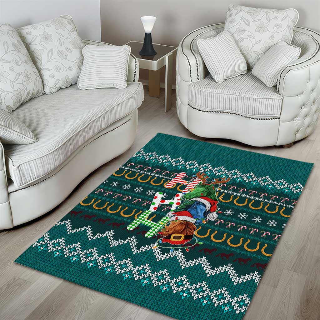 Horse Ho Ho Ho Christmas Design Area Rug Funny Xmas Holiday Patterns - Wonder Print Shop
