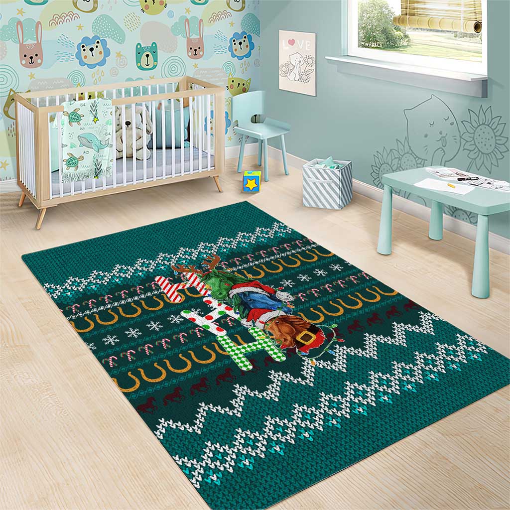 Horse Ho Ho Ho Christmas Design Area Rug Funny Xmas Holiday Patterns - Wonder Print Shop