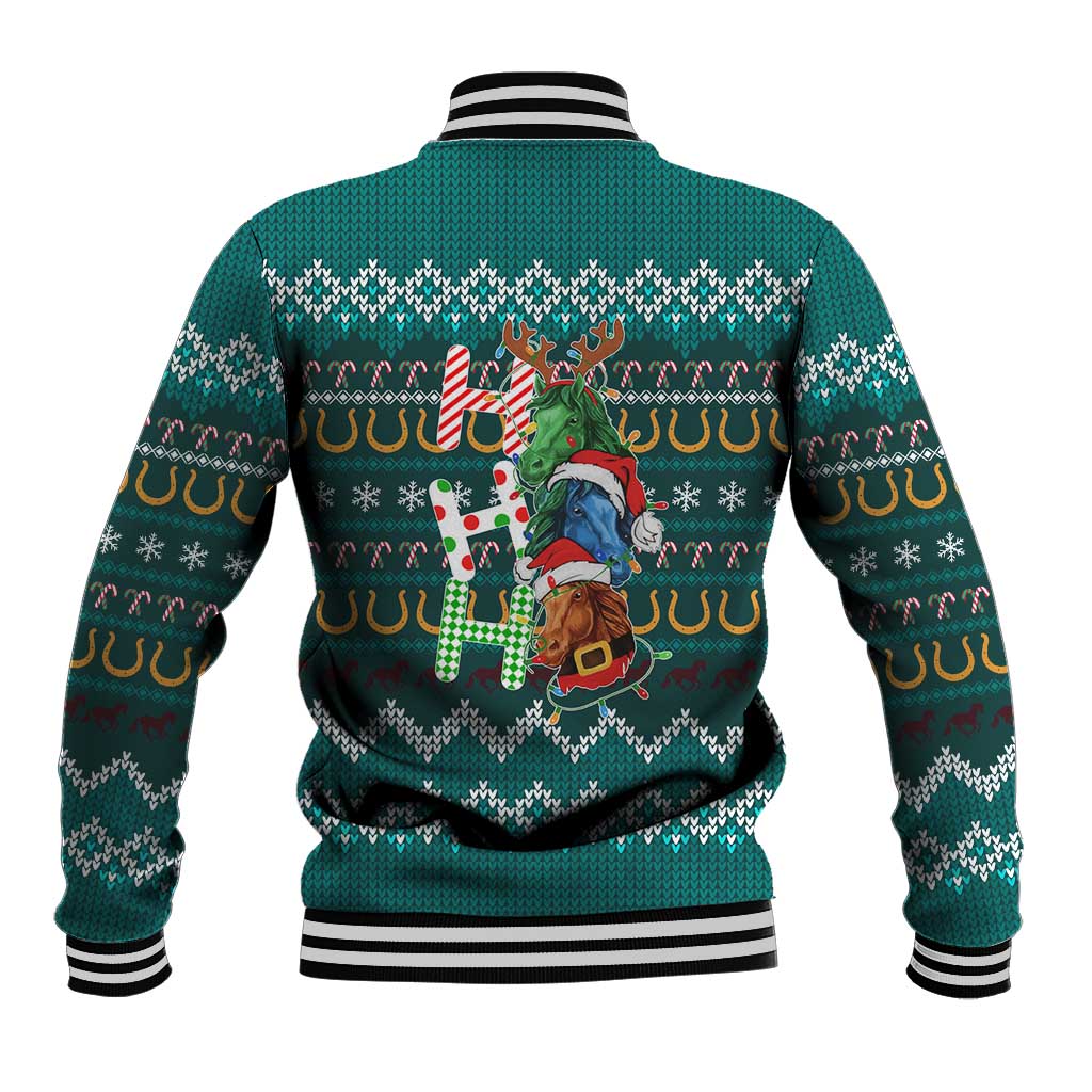 Horse Ho Ho Ho Christmas Design Baseball Jacket Funny Xmas Holiday Patterns - Wonder Print Shop