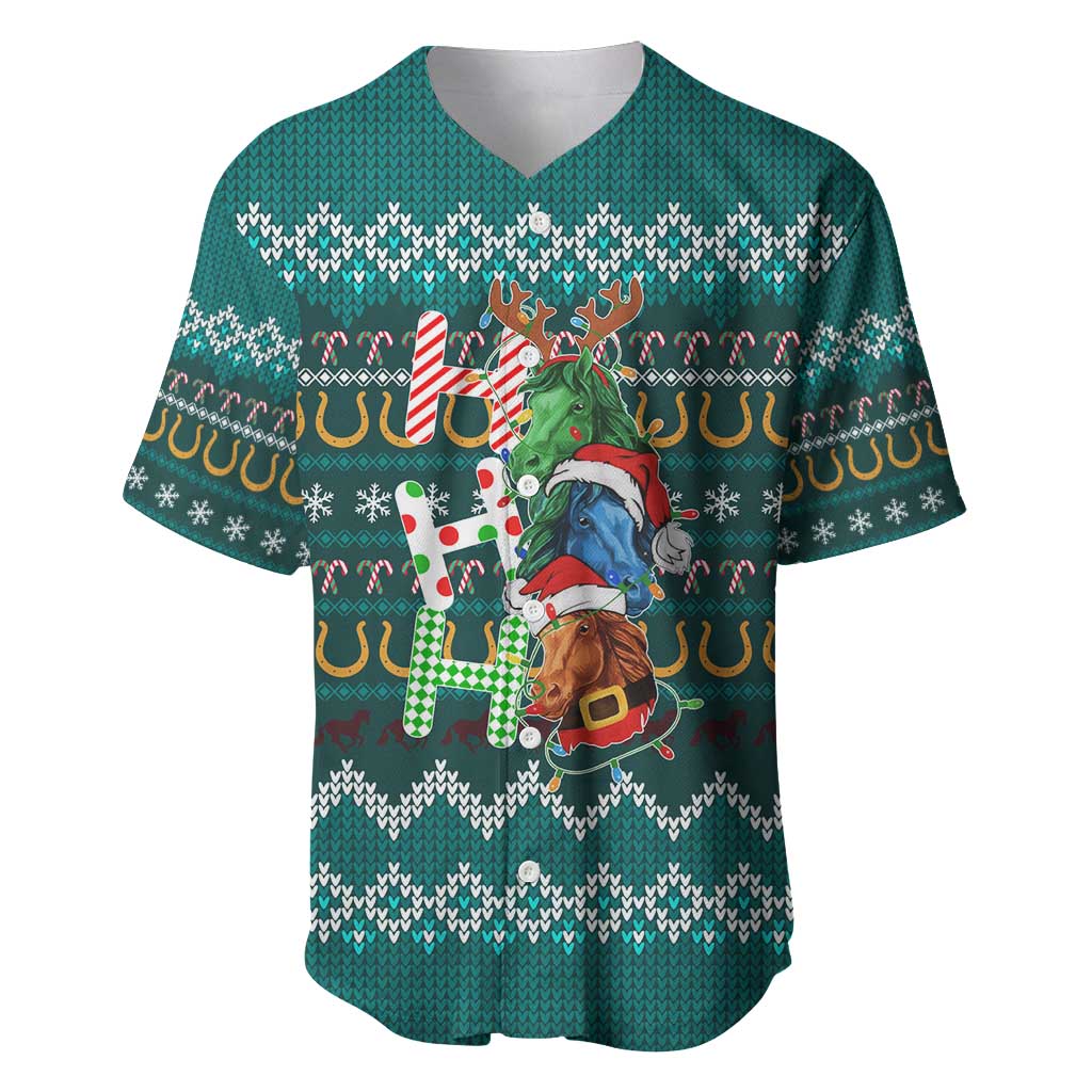Horse Ho Ho Ho Christmas Design Baseball Jersey Funny Xmas Holiday Patterns - Wonder Print Shop